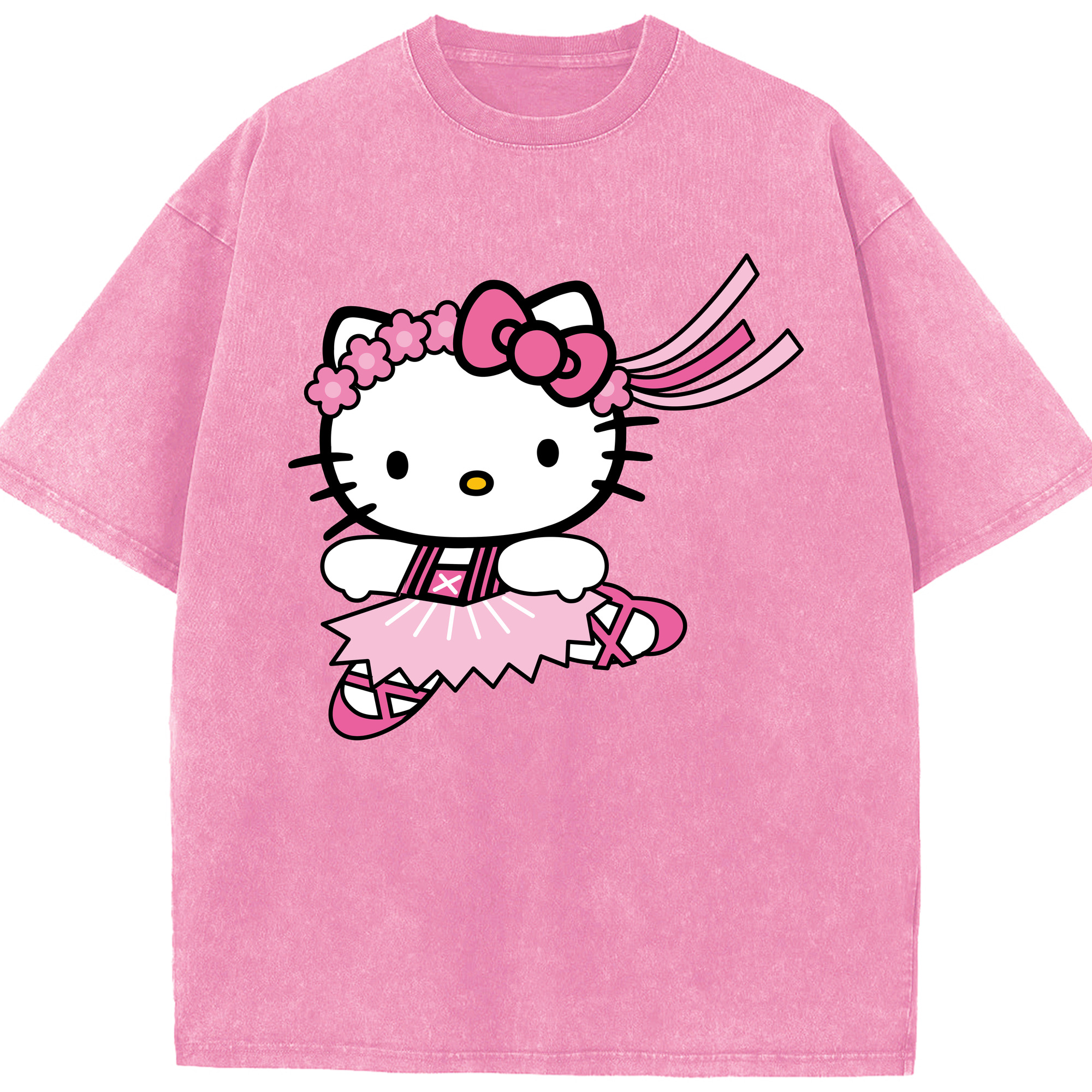 （画像用） Hello Kitty ハローキティ 綿100% ヴィンテージ風 半袖Tシャツ（フロントプリント）